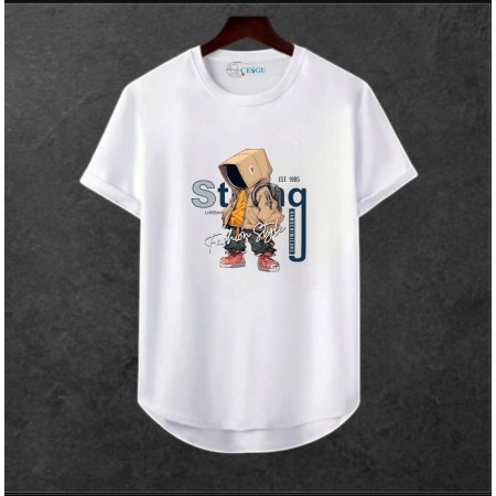 Erkek Ön Baskili T-shirt Plus Model